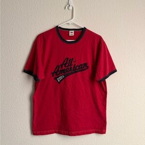 Old Navy Red and navy Men's Graphic Tee